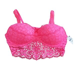 Victoria Secret Pink Push Up Lace Bralette Women's Bra Size Medium 36A-C/34C-D